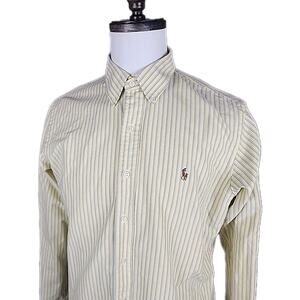 Ralph Lauren Custom Fit Yellow Blue Long Sleeve Button Down Flesh Pony Size L
